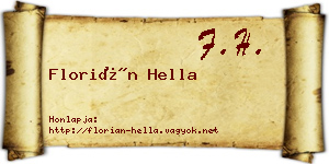 Florián Hella névjegykártya
