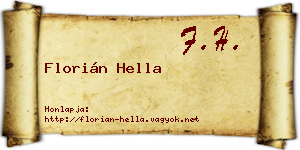 Florián Hella névjegykártya